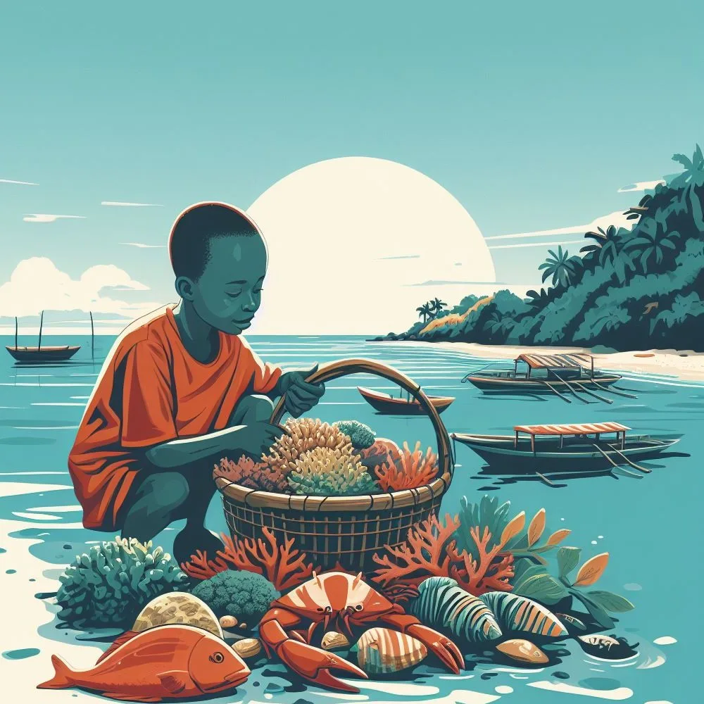 A young boy holding a coral plug.